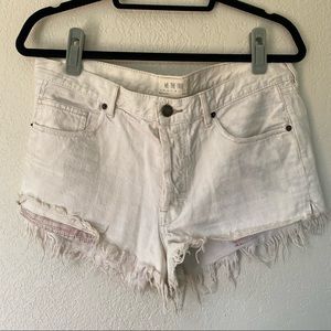 Free People White Distressed Cut-off Shorts